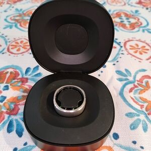 Stylish Silver Smart Ring with Black Detail